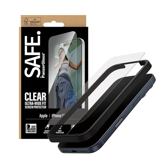 Zaštitna folija za ekran PanzerGlass Safe. Ultra-Wide Fit EasyAligner za Apple iPhone 17 Pro, Kaljeno staklo, Full Glue
