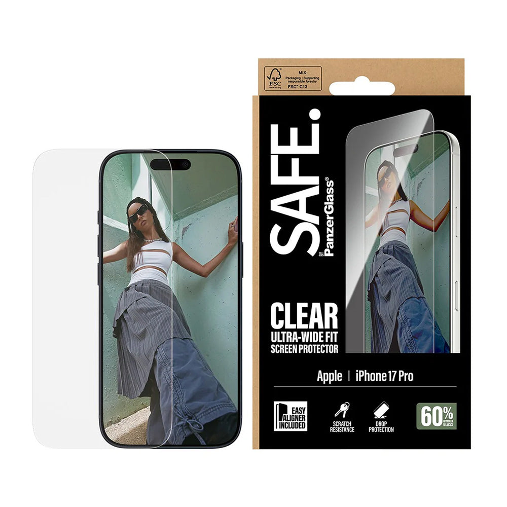 Zaštitna folija za ekran PanzerGlass Safe. Ultra-Wide Fit EasyAligner za Apple iPhone 17 Pro, Kaljeno staklo, Full Glue