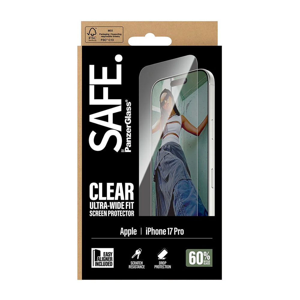 Zaštitna folija za ekran PanzerGlass Safe. Ultra-Wide Fit EasyAligner za Apple iPhone 17 Pro, Kaljeno staklo, Full Glue