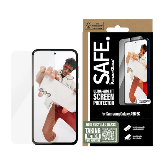 Zaštitna folija za ekran PanzerGlass Safe. Ultra-Wide Fit EasyAligner za Samsung Galaxy A56 A566, Kaljeno staklo, Full Glue