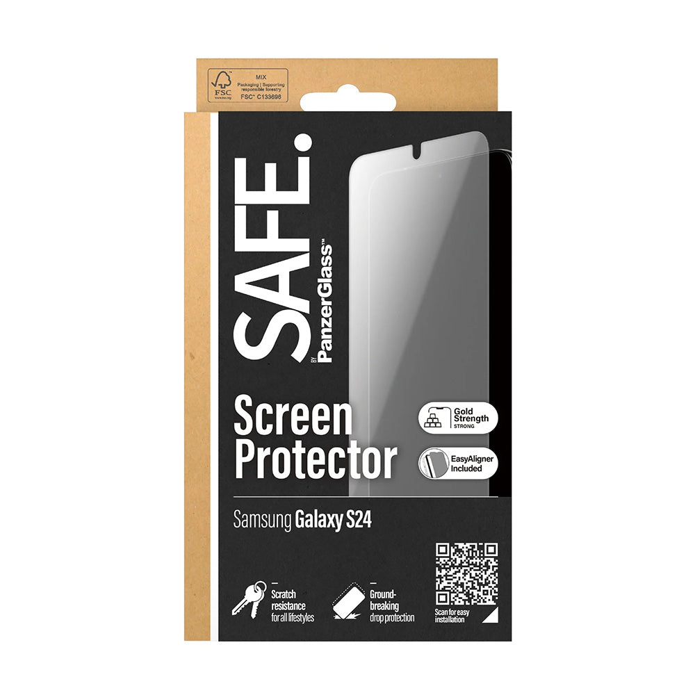 Zaštitna folija za ekran PanzerGlass Safe. Ultra-Wide Fit EasyAligner za Samsung Galaxy S24 S921, Kaljeno staklo, Full Glue
