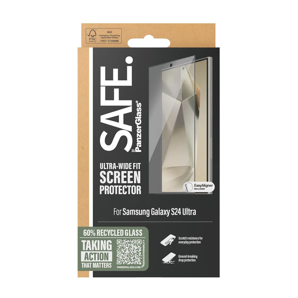 Zaštitna folija za ekran PanzerGlass Safe. Ultra-Wide Fit EasyAligner za Samsung Galaxy S24 Ultra S928, Kaljeno staklo, Full Glue, Crna