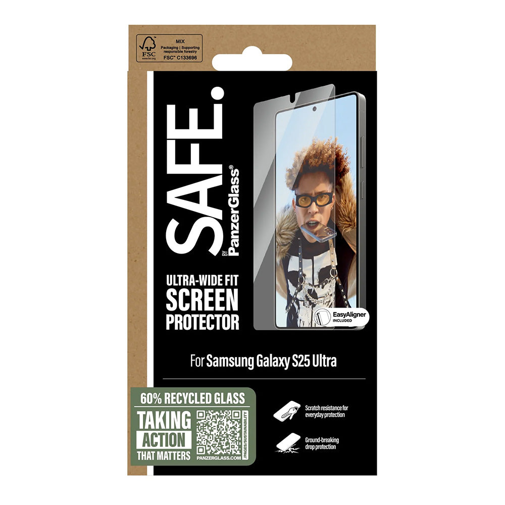 Zaštitna folija za ekran PanzerGlass Safe. Ultra-Wide Fit EasyAligner za Samsung Galaxy S25 Ultra S938, Kaljeno staklo, Full Glue