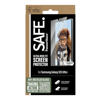Zaštitna folija za ekran PanzerGlass Safe. Ultra-Wide Fit EasyAligner za Samsung Galaxy S25 Ultra S938, Kaljeno staklo, Full Glue