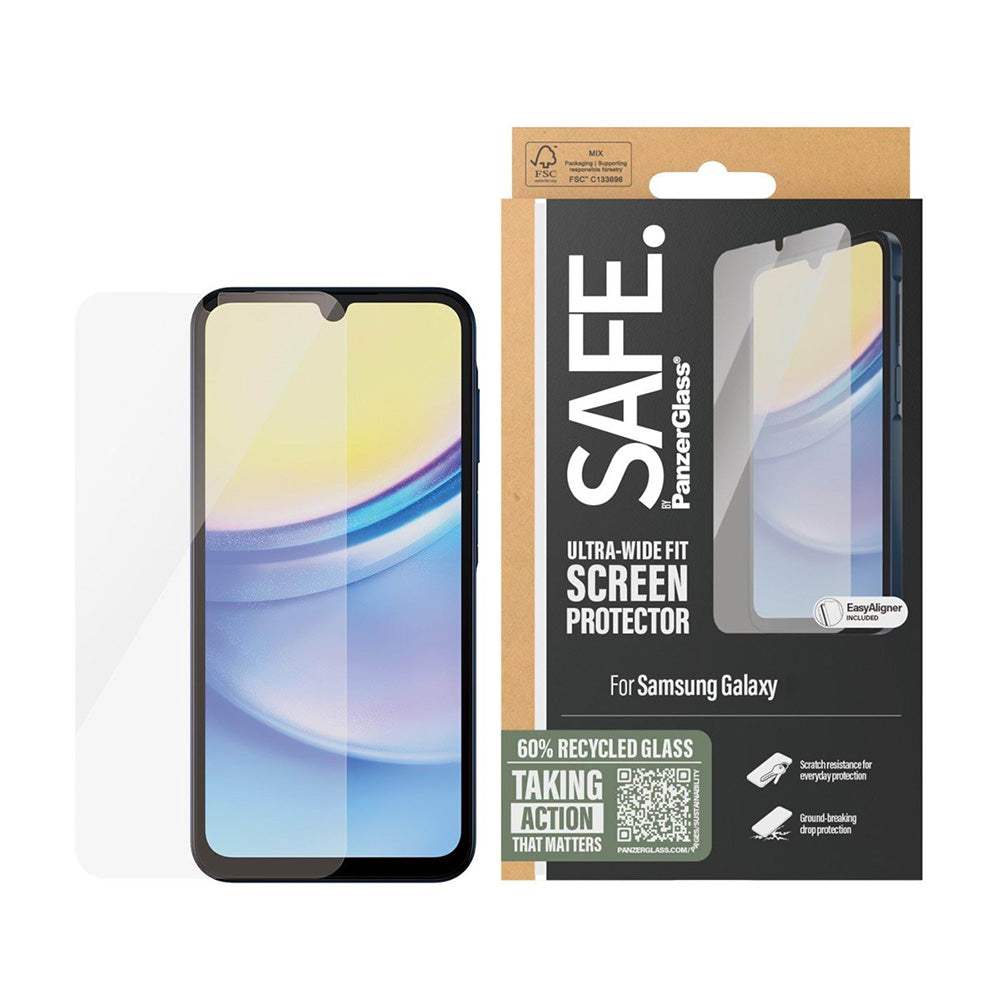 Zaštitna folija za ekran PanzerGlass Safe. Ultra-Wide Fit za Samsung Galaxy A16 5G A166 / A16 4G A165, Kaljeno staklo, Full Glue.