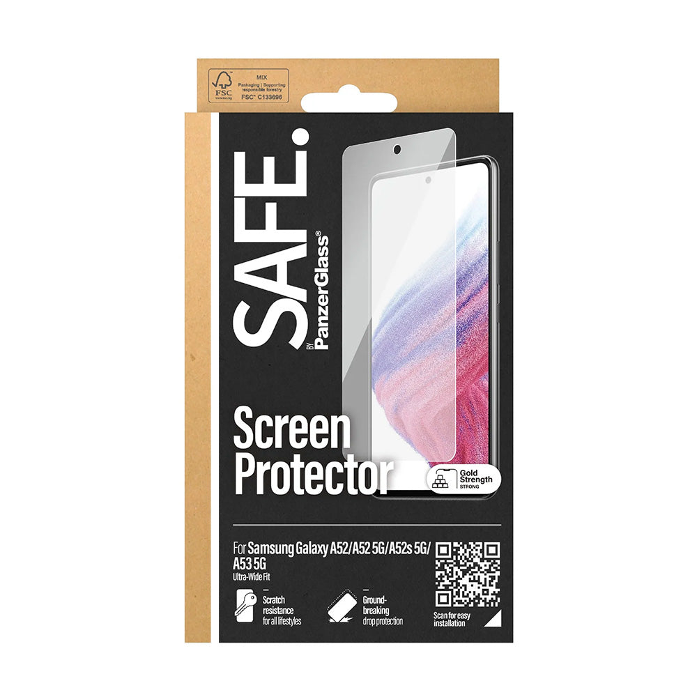 Zaštitna folija za ekran PanzerGlass Safe. Ultra-Wide Fit za Samsung Galaxy A53 5G A536 / A52s 5G A528 / A52 5G A526, Kaljeno staklo, Full Glue.