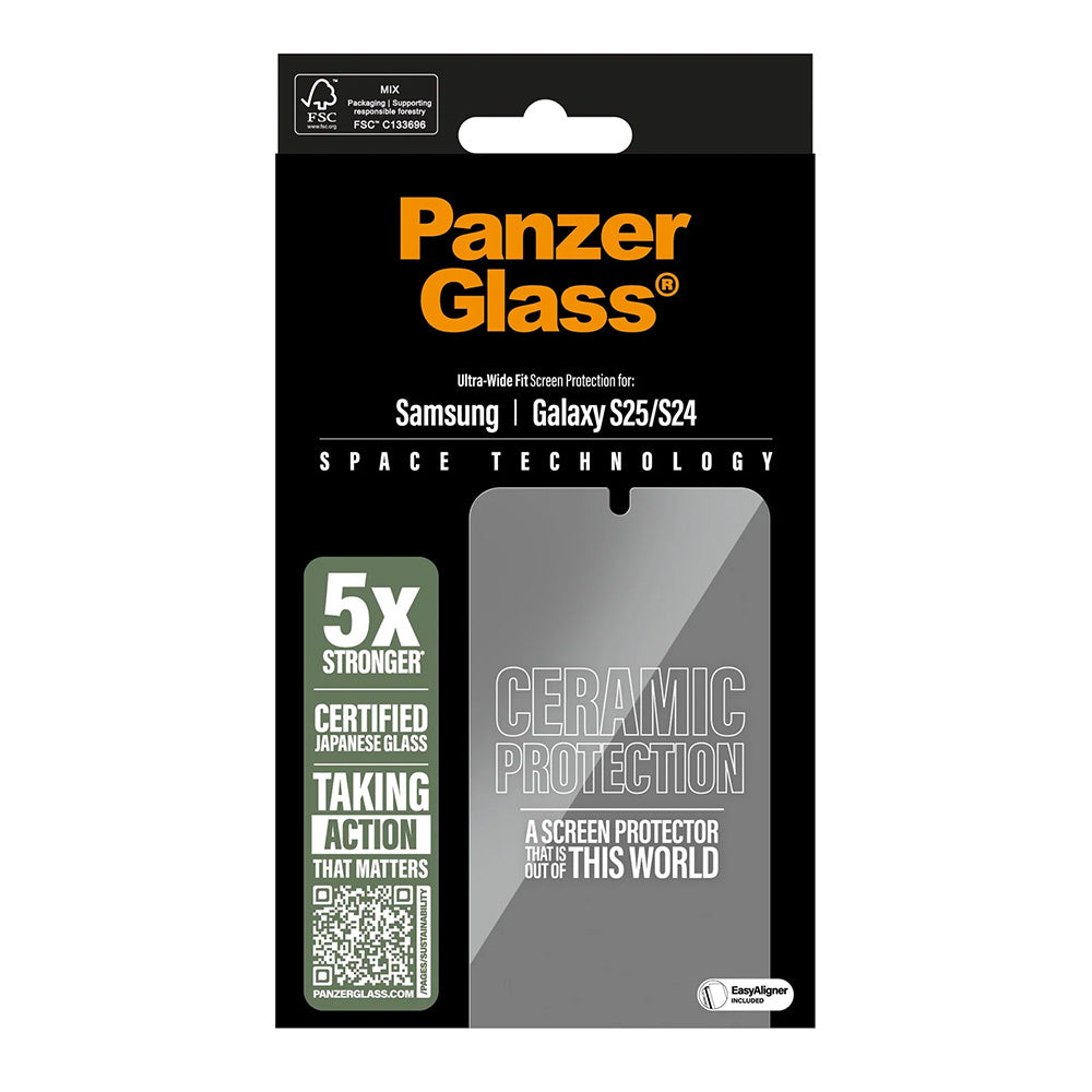 Zaštitna folija za ekran PanzerGlass Ultra-Wide Ceramic EasyAligner za Samsung Galaxy S25 S931 / S24 S921, Kaljeno staklo, Full Glue