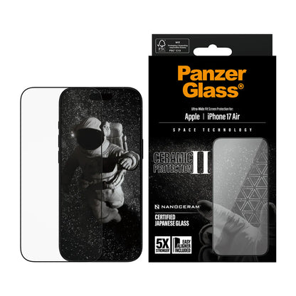 Zaštitna folija za ekran PanzerGlass Ultra-Wide Ceramic II EasyAligner za Apple iPhone 17 Air, Kaljeno staklo, Full Glue, Crna