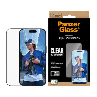 Zaštitna folija za ekran PanzerGlass Ultra-Wide Fit EasyAligner za Apple iPhone 17 / 16 Pro, Kaljeno staklo, Full Glue, Crna