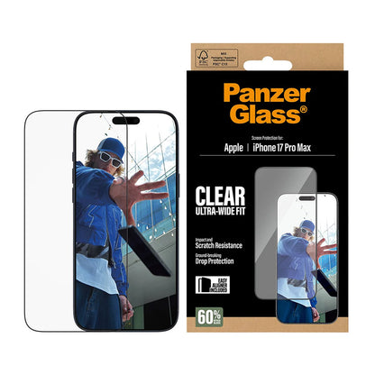 Zaštitna folija za ekran PanzerGlass Ultra-Wide Fit EasyAligner za Apple iPhone 17 Pro Max, Kaljeno staklo, Full Glue, Crna