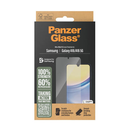 Zaštitna folija za ekran PanzerGlass Ultra-Wide Fit EasyAligner za Samsung Galaxy A16 5G A166 / A16 4G A165, Kaljeno staklo, Full Glue
