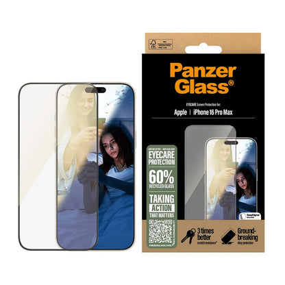 Zaštitna folija za ekran PanzerGlass Ultra-Wide Fit EyeCare za Apple iPhone 16 Pro Max, Kaljeno staklo, Full Glue, Crna