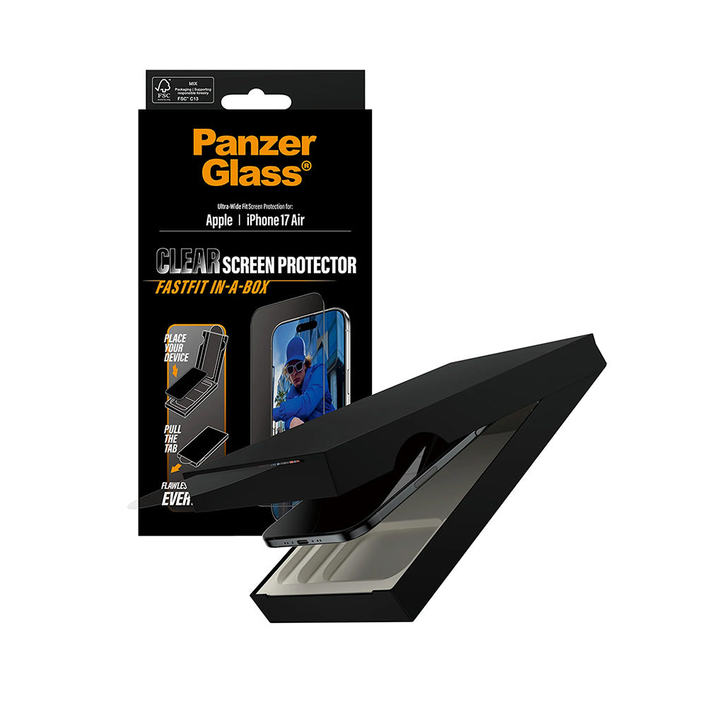 Zaštitna folija za ekran PanzerGlass Ultra-Wide Fit Fastfit za Apple iPhone 17 Air, Kaljeno staklo, Full Glue, Crna