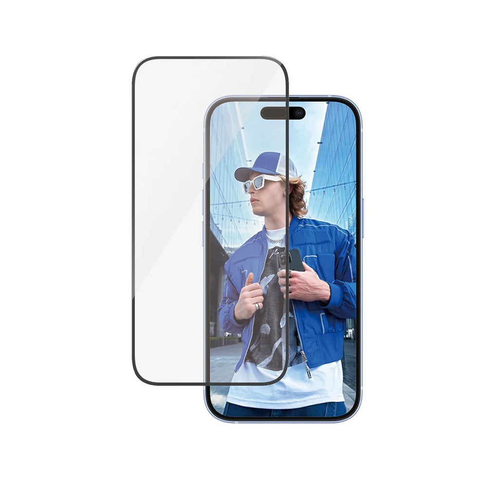 Zaštitna folija za ekran PanzerGlass Ultra-Wide Fit za Apple iPhone 16 / 15, Kaljeno staklo, Full Glue, Crna