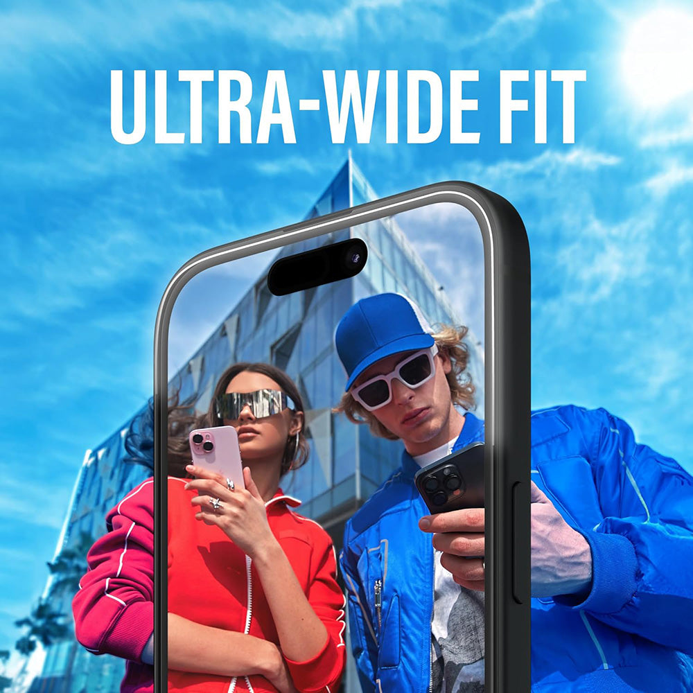 Zaštitna folija za ekran PanzerGlass Ultra-Wide Fit za Apple iPhone 16 / 15, Kaljeno staklo, Full Glue, Crna