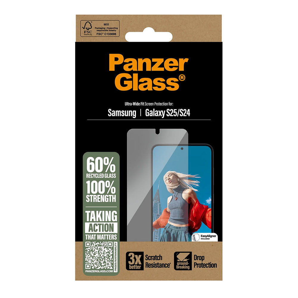 Zaštitna folija za ekran PanzerGlass Ultra-Wide Fit za Samsung Galaxy S25 S931 / S24 S921, Kaljeno staklo, Full Glue
