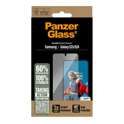 Zaštitna folija za ekran PanzerGlass Ultra-Wide Fit za Samsung Galaxy S25 S931 / S24 S921, Kaljeno staklo, Full Glue