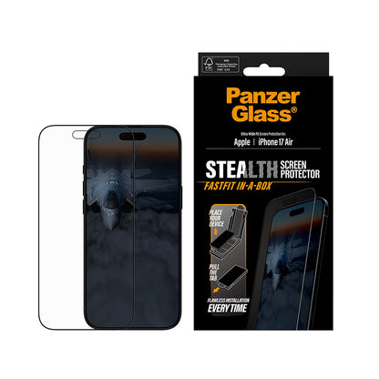 Zaštitna folija za ekran PanzerGlass Ultra-Wide Fit Stealth Fastfit za Apple iPhone 17 Air, Kaljeno staklo, Full Glue, Crna