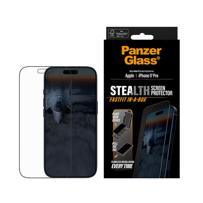 Zaštitna folija za ekran PanzerGlass Ultra-Wide Fit Stealth Fastfit za Apple iPhone 17 Pro, Kaljeno staklo, Full Glue, Crna