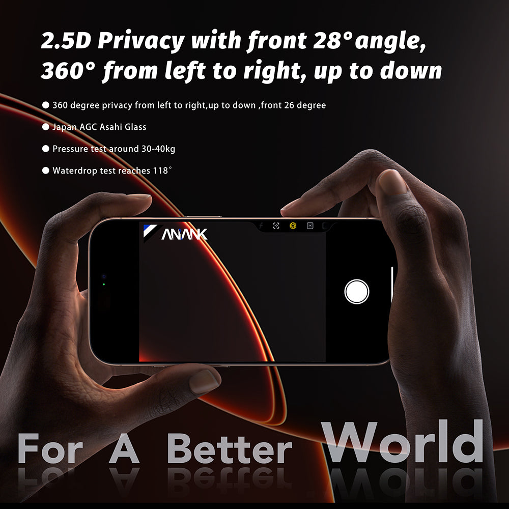 Zaštitna folija za ekran Privacy Anank 5X Reinforced 360 za Apple iPhone 17 Pro Max, Kaljeno staklo, Full Glue, 2.5D