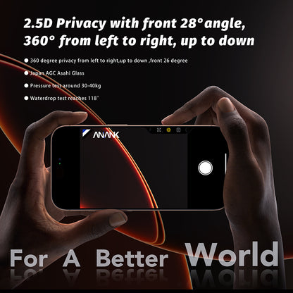 Zaštitna folija za ekran Privacy Anank 5X Reinforced 360 za Apple iPhone 17 Pro Max, Kaljeno staklo, Full Glue, 2.5D