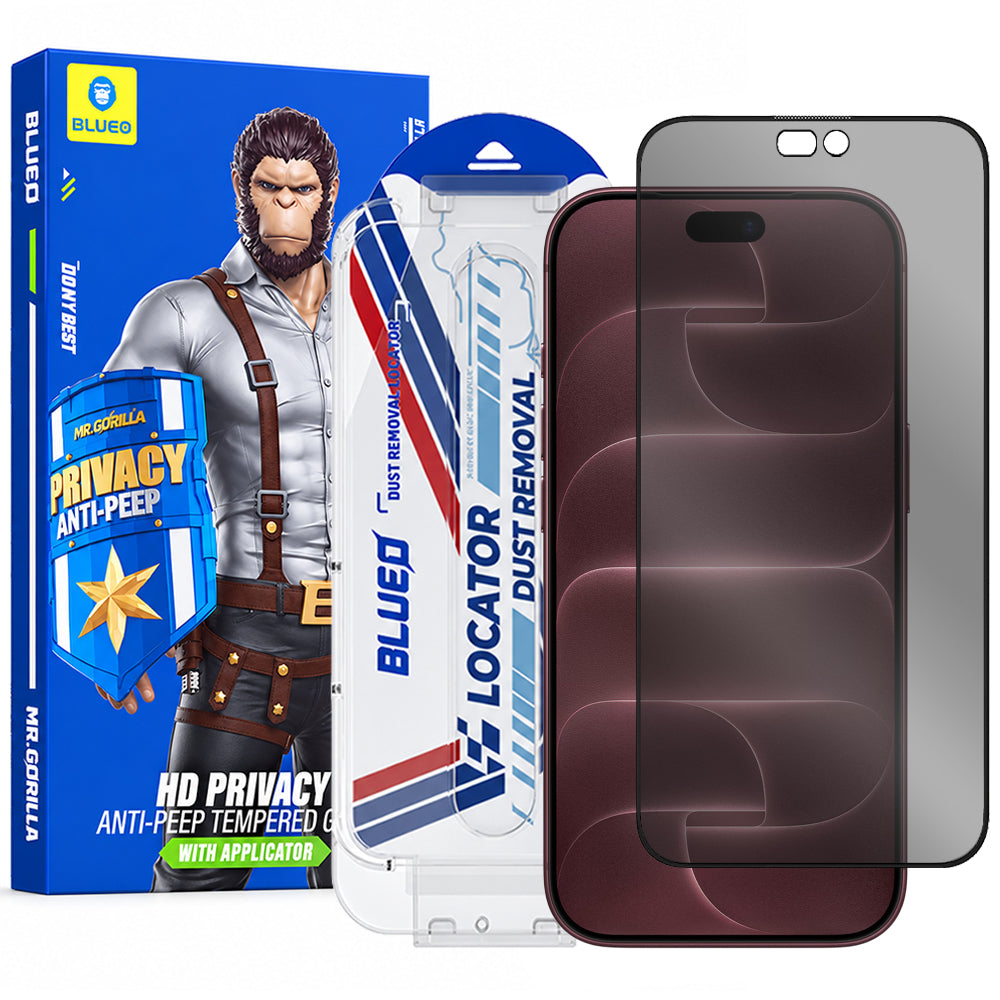 Blueo Anti-Peep Applicator Pro zaštitna folija za zaslon s funkcijom privatnosti za Apple iPhone 18 Pro Max, kaljeno staklo, potpuno ljepljiva površina