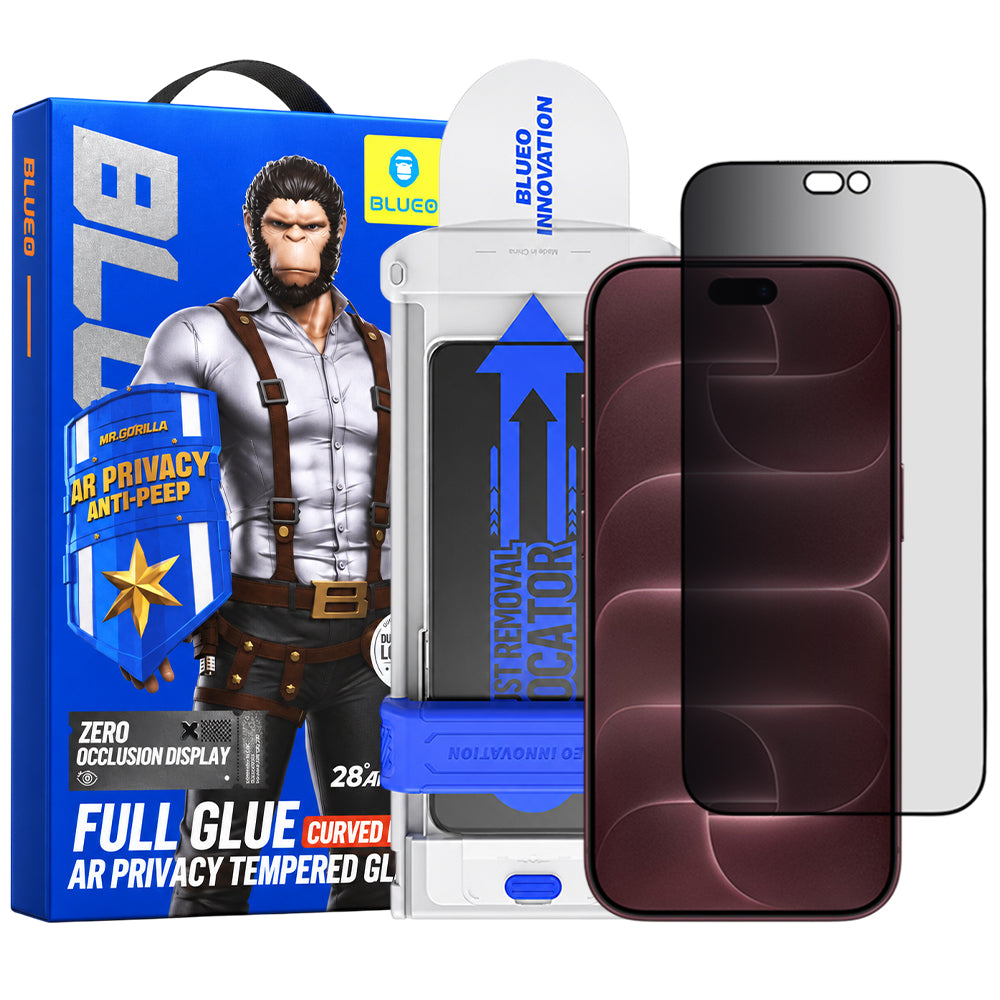 Zaštitna folija za zaslon Blueo Privacy Anti Peep AR Applicator Pro za Apple iPhone 18 Pro Max, kaljeno staklo, potpuno ljepljiva, 3D