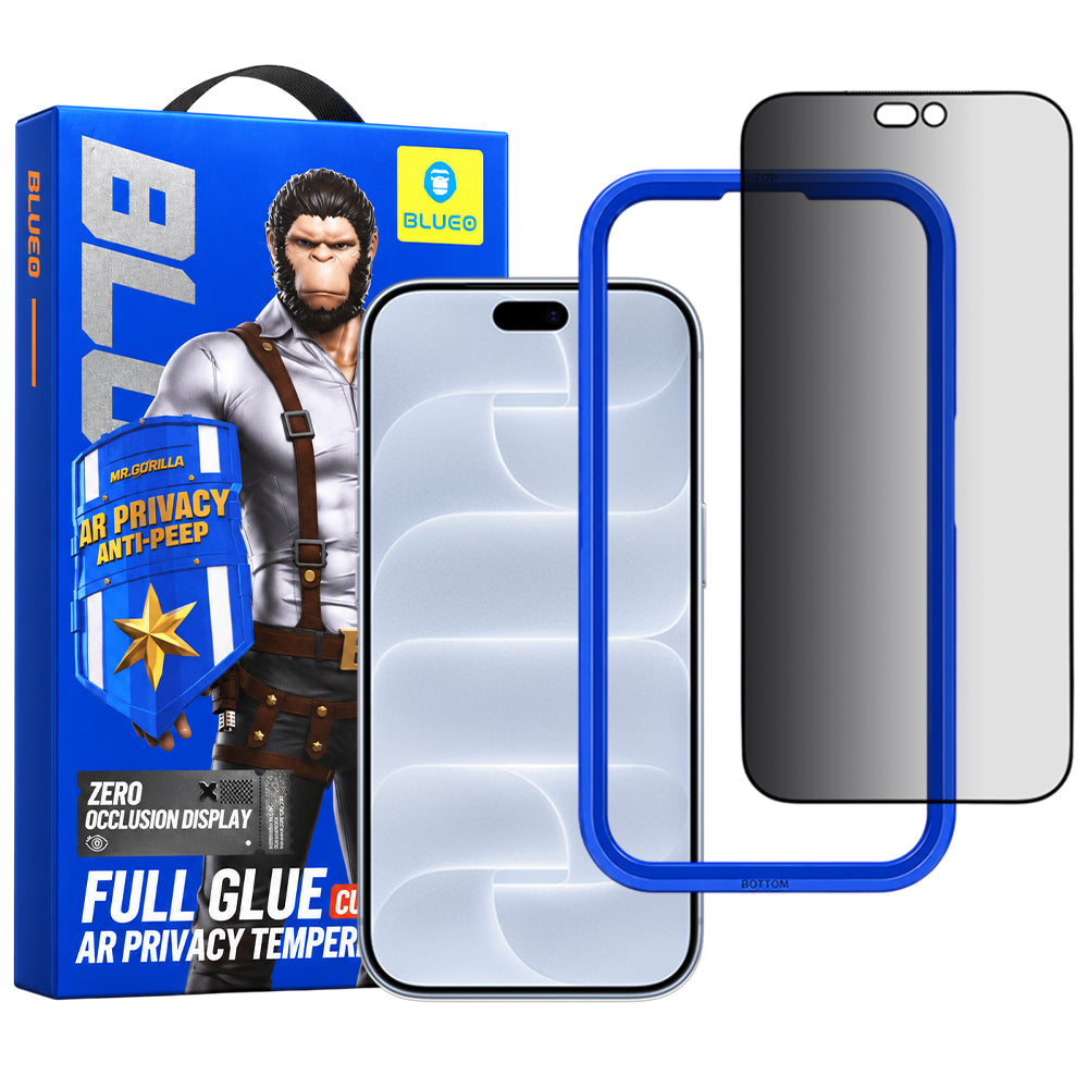 Zaštitna folija za zaslon Blueo Privacy Anti Peep AR za Apple iPhone 18 Pro, kaljeno staklo, potpuno ljepljiva, 3D