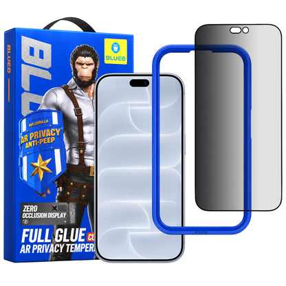 Zaštitna folija za zaslon Blueo Privacy Anti Peep AR za Apple iPhone 18 Pro, kaljeno staklo, potpuno ljepljiva, 3D
