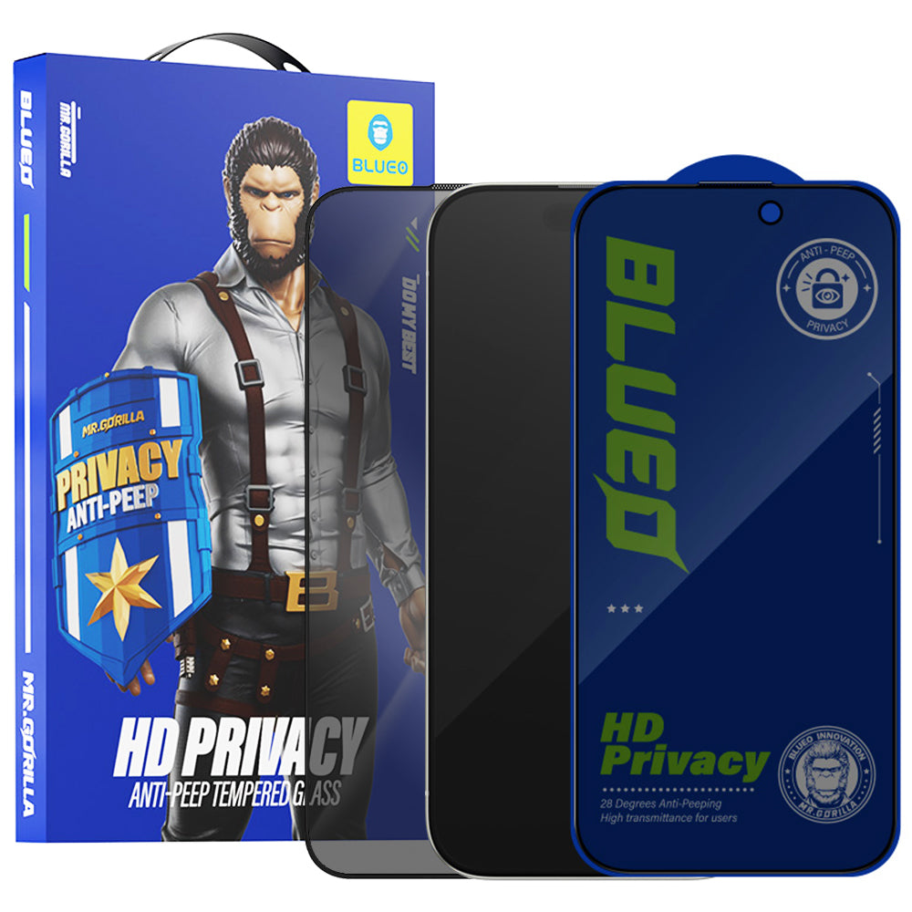 Zaštitna folija Ekran Privacy Blueo Anti-Peep za Apple iPhone 16 / 15, Kaljeno Staklo, Full Glue