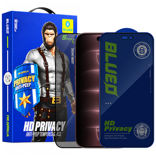 Blueo Anti-Peep zaštitna folija za zaslon Privacy za Apple iPhone 18 Pro Max, kaljeno staklo, potpuno ljepljiva, set od 5 komada