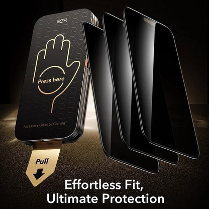 Zaštitna folija za ekran Privacy ESR Armorite Pro UltraFit za Apple iPhone 18 Pro, Kaljeno staklo, Full Glue, Set od 3 komada