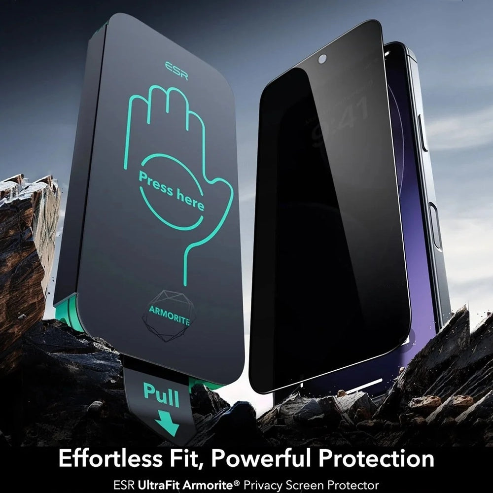 Zaštitna folija Ecran Privacy ESR Armorite UltraFit za Apple iPhone 17 Air, Kaljeno staklo, Full Glue, Set od 3 komada