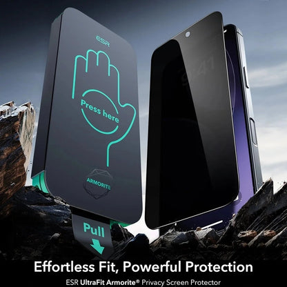 Zaštitna folija Ecran Privacy ESR Armorite UltraFit za Apple iPhone 17 Air, Kaljeno staklo, Full Glue, Set od 3 komada
