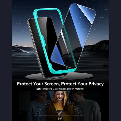 Zaštitna folija Ecran Privacy ESR za Apple iPhone 17 Pro, Kaljeno staklo, Full Glue, Set od 3 komada