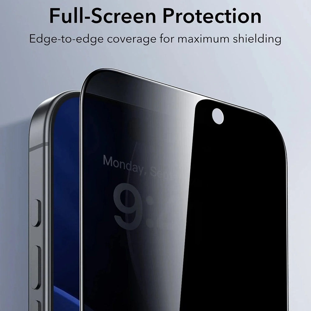 Zaštitna folija Ecran Privacy ESR UltraFit za Apple iPhone 17 Pro Max, Kaljeno staklo, Full Glue, Set od 3 komada