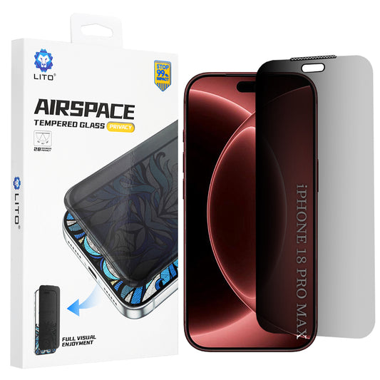 Zaštitna folija za ekran Privacy Lito Airspace Border za Apple iPhone 18 Pro Max, Kaljeno staklo, Full Glue