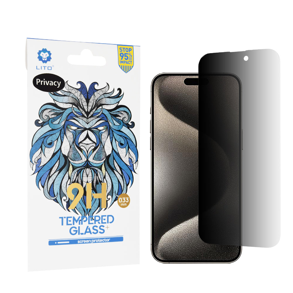 Zaštitna folija Ekran Privacy Lito Classic za Apple iPhone 15 Pro Max, Kaljeno Staklo, Full Glue, 2.5D