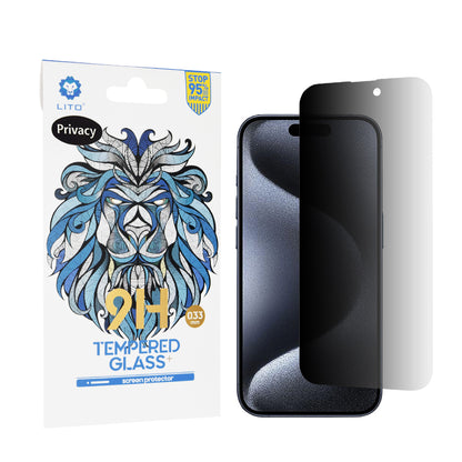 Zaštitna folija za ekran Privacy Lito Classic za Apple iPhone 15 Pro, Kaljeno staklo, Full Glue, 2.5D