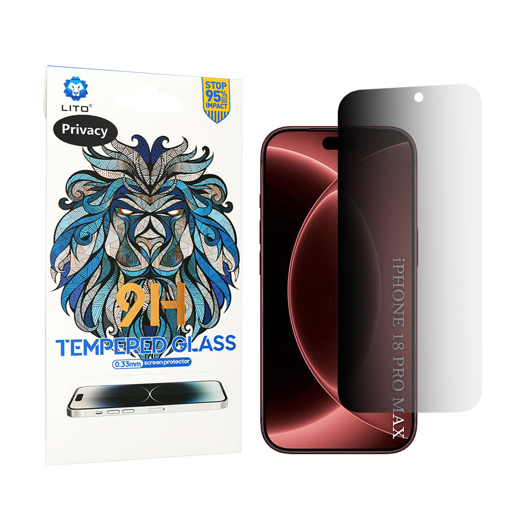 Zaštitna folija za ekran Privacy Lito Classic za Apple iPhone 18 Pro Max, Kaljeno staklo, Full Glue, 2.5D
