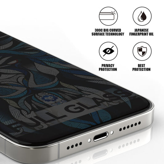 Zaštitna folija za ekran Privacy Lito D+ Max 300C za Apple iPhone 17 / 16 Pro, Kaljeno staklo, Full Glue