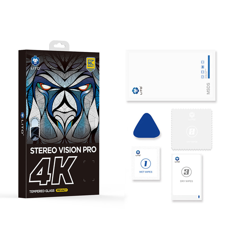 Zaštitna folija za ekran Privacy Lito D+ Max 4K za Apple iPhone 17 / 16 Pro, Kaljeno staklo, Full Glue