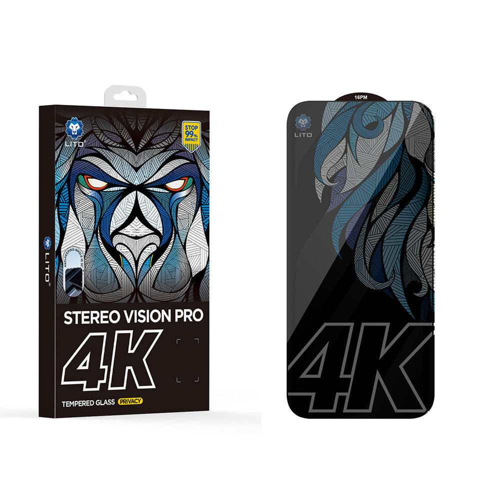 Zaštitna folija za ekran Privacy Lito D+ Max 4K za Apple iPhone 17 / 16 Pro, Kaljeno staklo, Full Glue