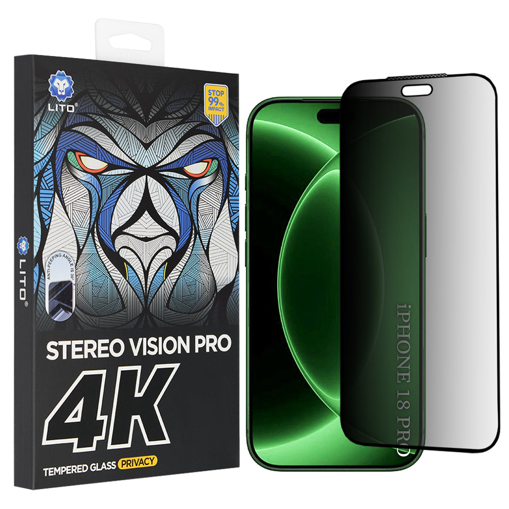 Zaštitna folija za ekran Privacy Lito D+ Max 4K za Apple iPhone 18 Pro, Kaljeno staklo, Full Glue