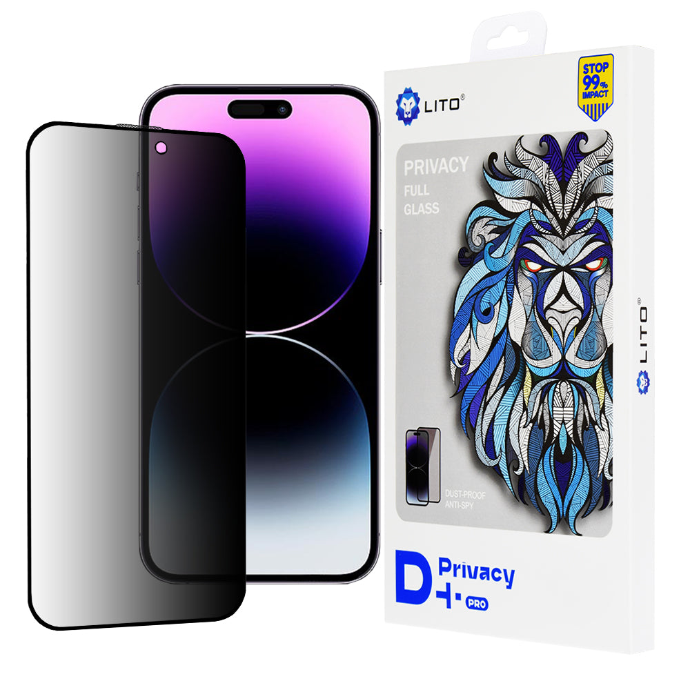 Zaštitna folija za ekran Privacy Lito D+ Pro za Apple iPhone 14 Pro Max, Kaljeno staklo, Full Glue