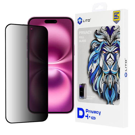 Zaštitna folija za ekran Privacy Lito D+ Pro za Apple iPhone 16 Plus, Kaljeno staklo, Full Glue