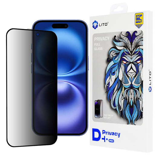 Zaštitna folija za ekran Privacy Lito D+ Pro za Apple iPhone 16, Kaljeno staklo, Full Glue