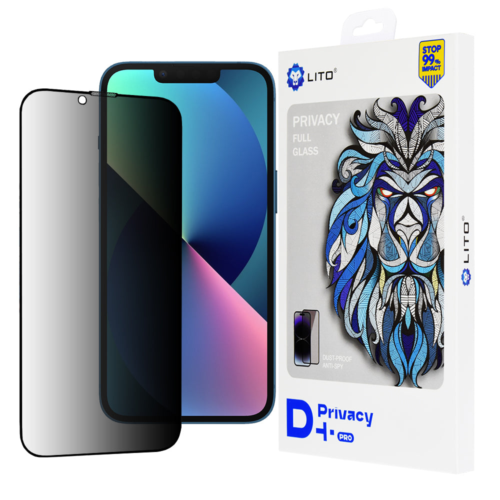 Zaštitna folija za ekran Privacy Lito D+ Pro za Apple iPhone 17e / 16e / 14 / 13 Pro, Kaljeno staklo, Puna ljepila