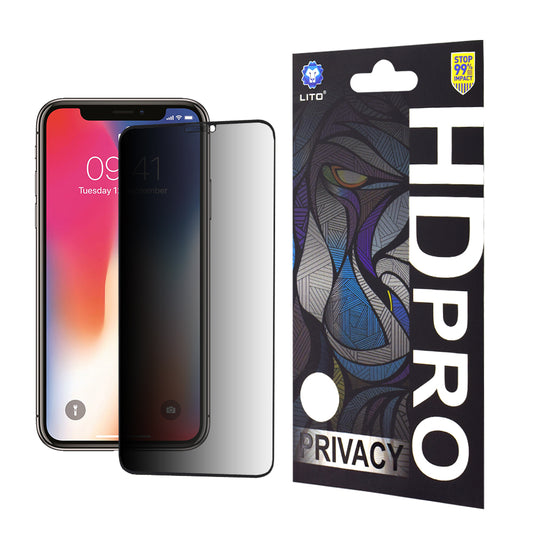 Zaštitna folija Ekran Privacy Lito HD Pro za Apple iPhone 11 Pro / XS / X, Kaljeno Staklo, Puno Ljepilo