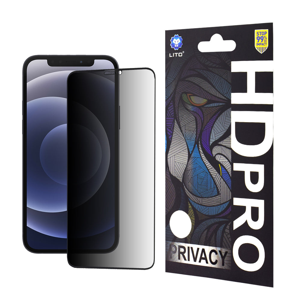 Zaštitna folija za ekran Privacy Lito HD Pro za Apple iPhone 12 / 12 Pro, Kaljeno staklo, Puno ljepilo